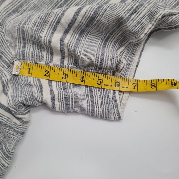 J Jill Shorts Womens XLarge Off White Grey Striped Linen Blend High Rise Pull On - Picture 3 of 10